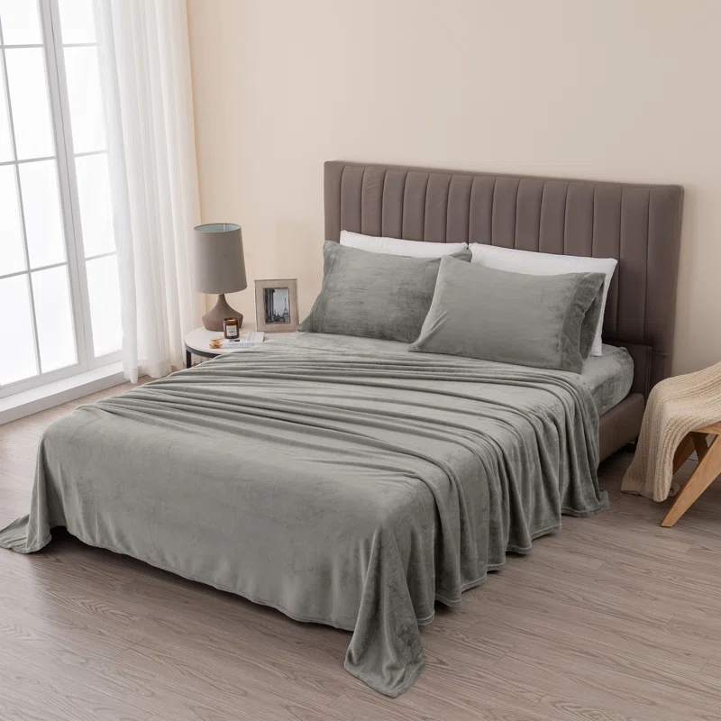FreshFolds Ultra Soft Micro Plush Velvet Solid Sheet Sets