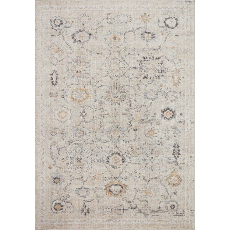 Loloi II Monroe Oriental Machine Woven Polyester Area Rug in Gray/Ivory