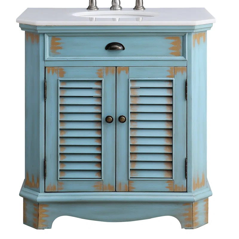 Highland Dunes Kaul 32'' Single Bathroom Vanity with Marble Top