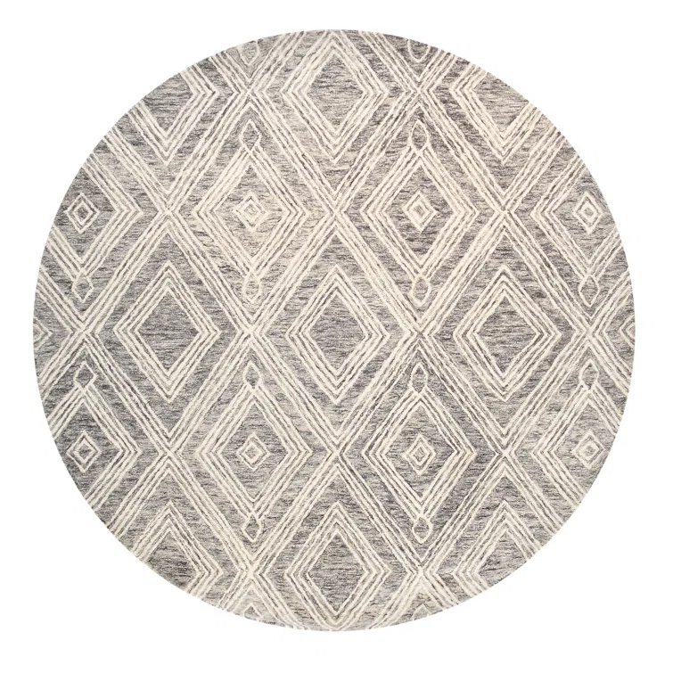 Pasargad Modern Geometric Handmade Tufted Area Rug in Gray/Beige