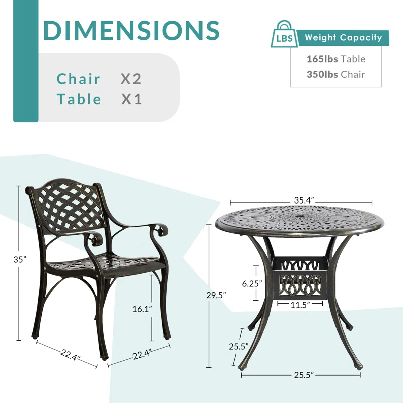 2 - Person Round Outdoor Dining Set