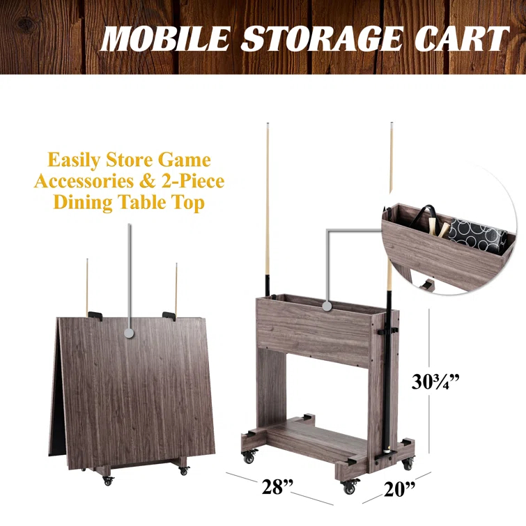 Barrington Billiards Company Barrington Billiards Monteray 3-in-1 Combination Table includes 7’ Billiard Table, Table Tennis and Dining Top with Game Accessories & Rolling Storage Caddy
