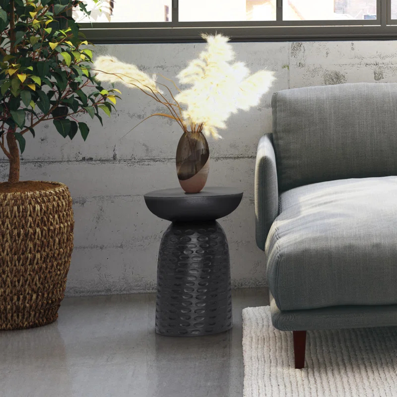 Simpli Home Boyd Solid Mango Wood Contemporary Accent Table with Textured Finish, Fully Assembled