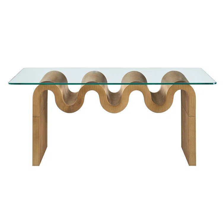 Modway Ondine Glass Top Coffee Table In Spiced Apple