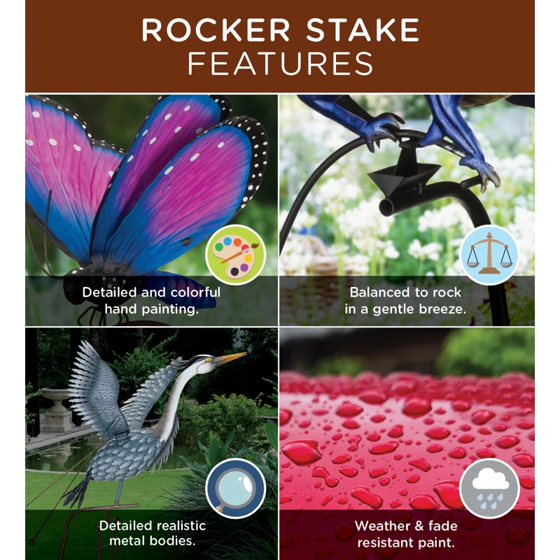 Regal Art & Gift Rocker Hummingbird Stake - Ruby Throated