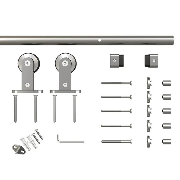 36 in. x 80 in. White Painted Composite MDF 2 Panel Interior Sliding Barn Door with Hardware Kit