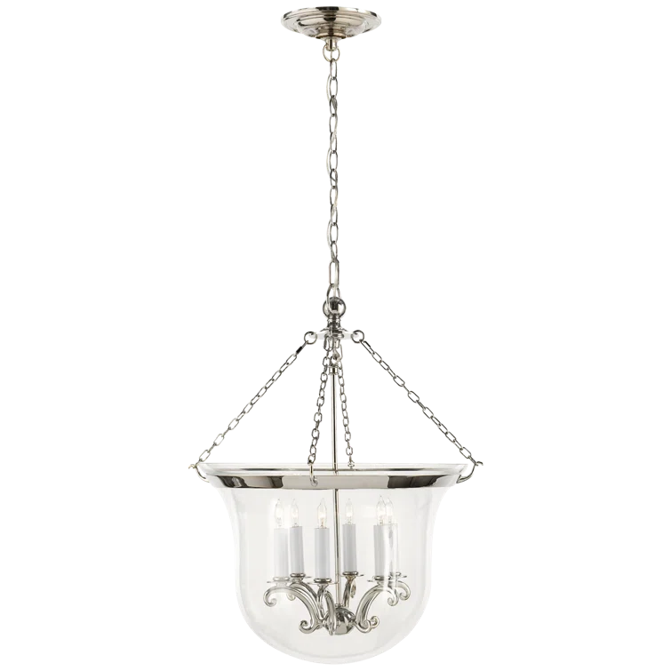 Antique Nickel Glass Bell Jar Chandelier