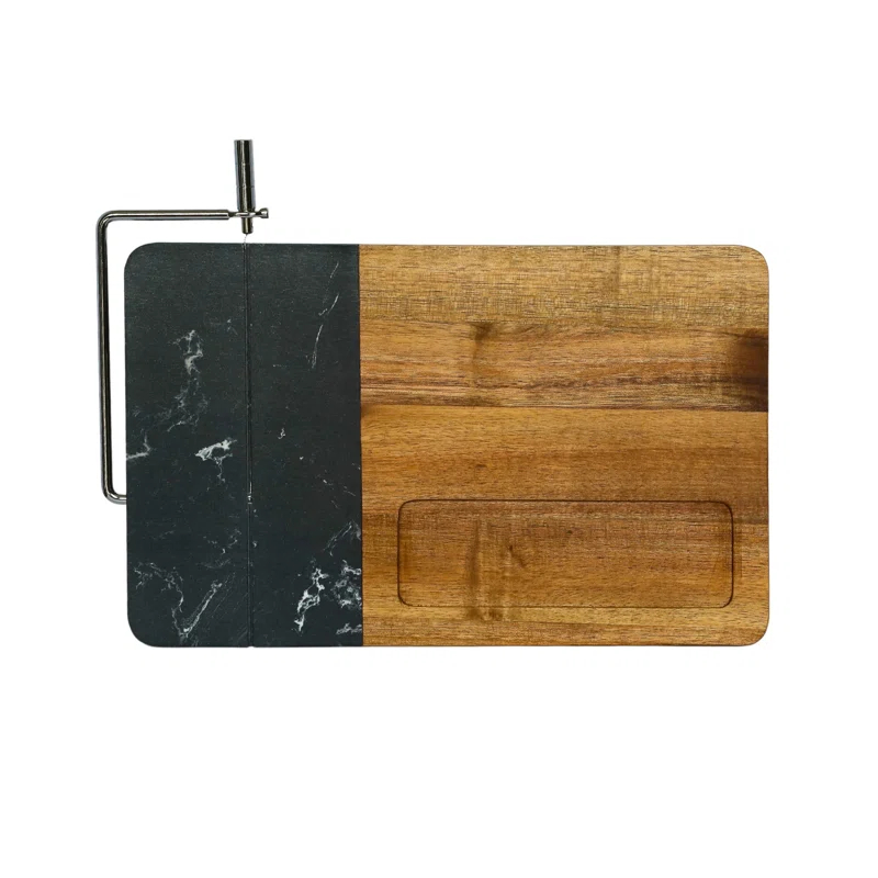 Creative Gifts International Marble and Acacia Wood Board with Slicer