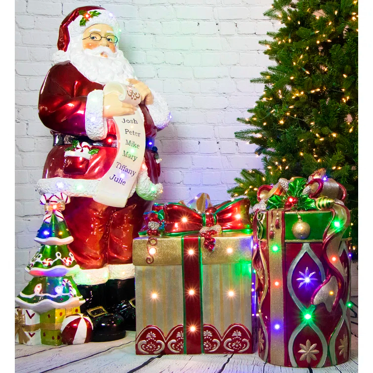 Fraser Hill Farm Indoor/Outdoor 4 ft. Christmas Santa Claus Holding Scroll & Reviews | Wayfair