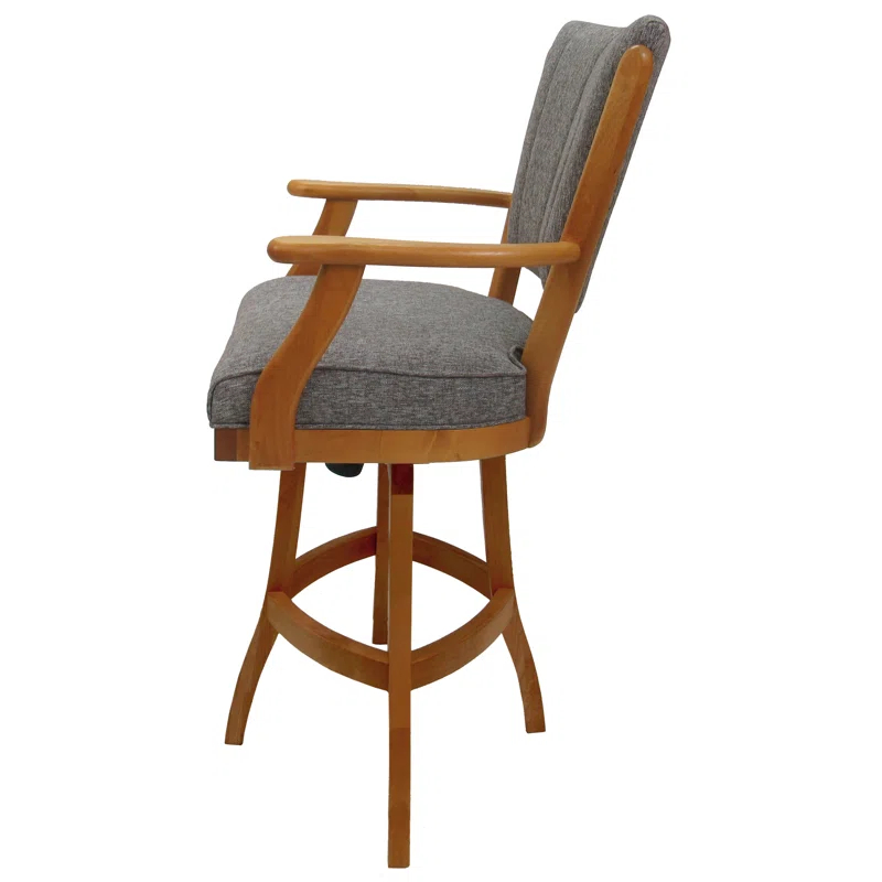 Tobias Designs Custom Wood Bar Stools Swivel Upholstered Counter Stool with Solid Wood Frame