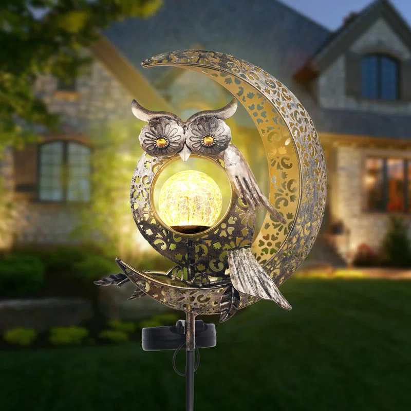 Arlmont & Co. Owl Solar Lights Outdoor Garden, Outdoor Waterproof Garden Decorative Owl Decor Lights For Patio Table Pathway Balcony Lawn Yard Decor Present For Mom Grandma Birthday