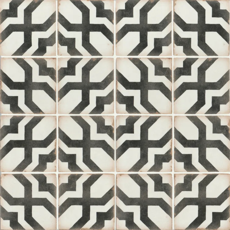 Bedrosians Casablanca 5" x 5" Ceramic Patterned Floor Use Tile (Set of 32)