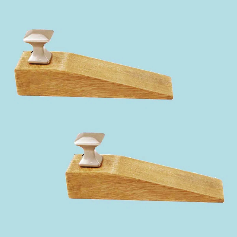 The Renovators Supply Inc. Knob Wood Wedge Floor Stop (Set of 2)