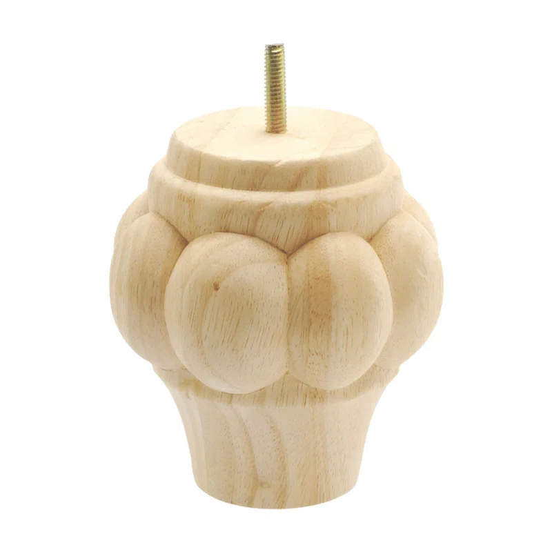5 in x 4-1/2 in Unfinished Solid Hardwood Round Sofa Leg