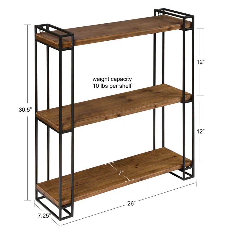 Burchill 3 Piece Pine Floating Shelf