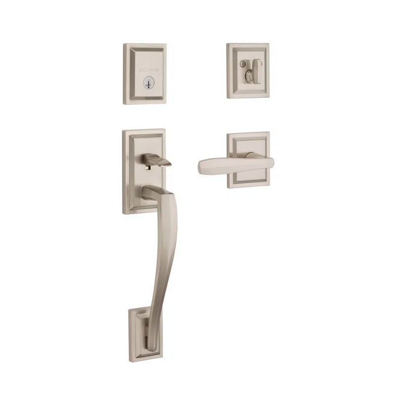 Baldwin 180TPHXTOL15SLBSMTCP Prestige Torrey Pines Handleset with Single Cylinder Deadbolt and Torrey Door Lever and Torrey Rosette