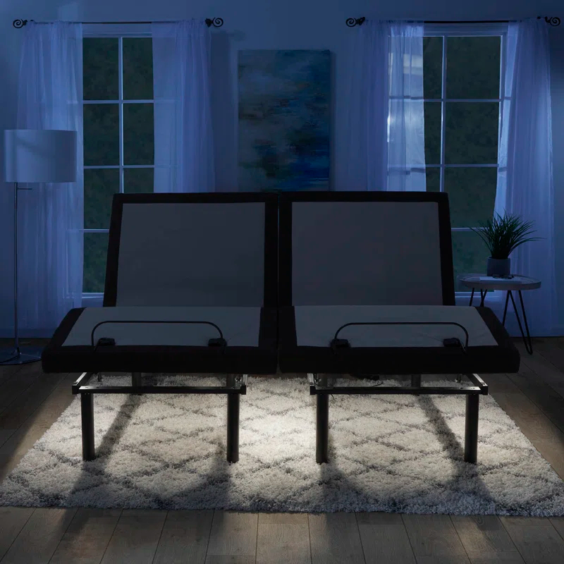 Clara Clark Clara Clark Massaging Zero Gravity, Zero Clearance Adjustable Bed with Wireless Remote, USB Ports & LED Lights