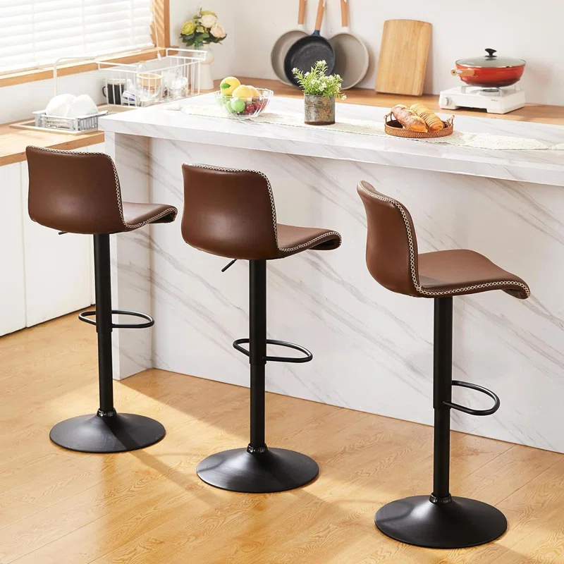 Latitude Run® 2-Piece Set of Swivel Counter Height Bar Stools