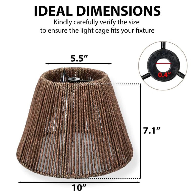 Bayou Breeze Bayou Breeze Farmhouse Water Hyacinth Drum Lamp Shades for Table Lamps, Wicker Pendant Light Shade Replacement, Rustic Light Fixture Cover, Woven Chandelier Replacement Shades for Living Room, Kitchen, Desk Decor, Spider Fitter