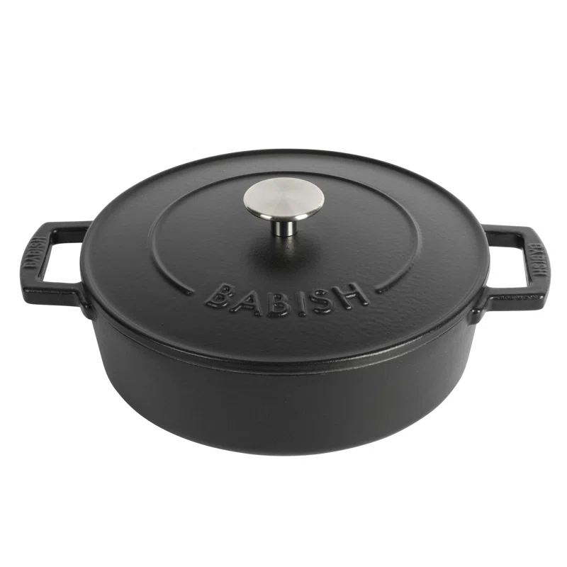 Babish 3 Quarts Non-Stick Enameled Cast Iron Braiser with Lid