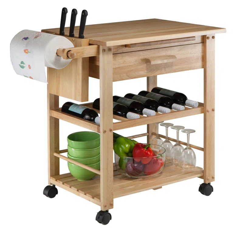 Millwood Pines Schulenburg Wood Kitchen Cart