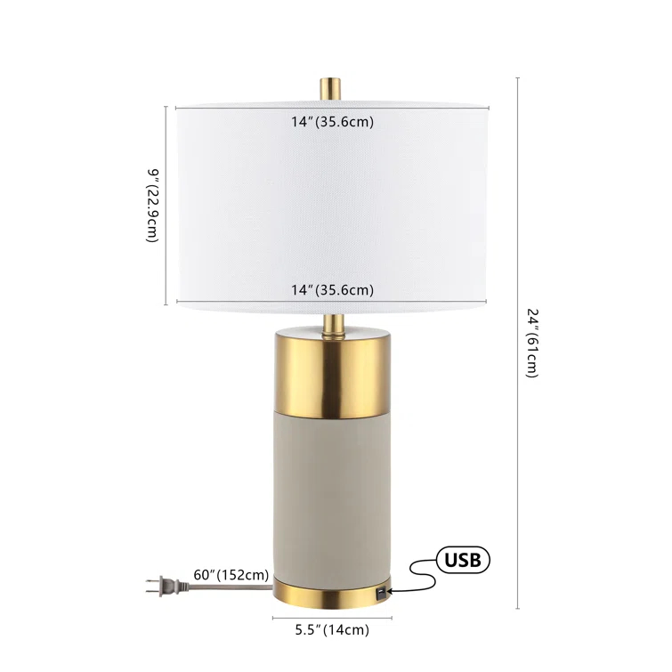 Everly Quinn Mildner Concrete Table Lamp (Set of 2)