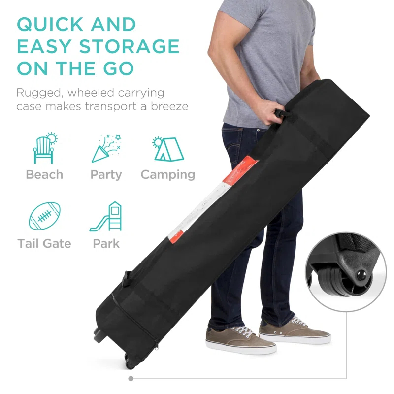 Best Choice Products Best Choice Products Easy Setup Pop Up Canopy W/ 1-Button Setup, Wheeled Case, 4 Weight Bags
