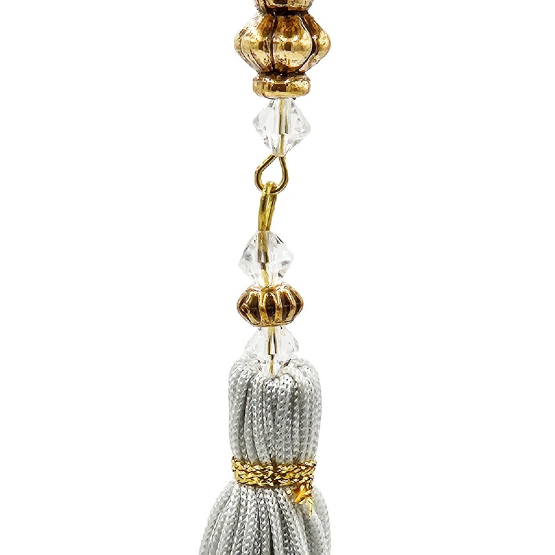 A&B Home 9" Long Acrylic Drop with Polyester Tassel Hanging Ornaments - Set of 12 - Clear/Silver (Set of 12)