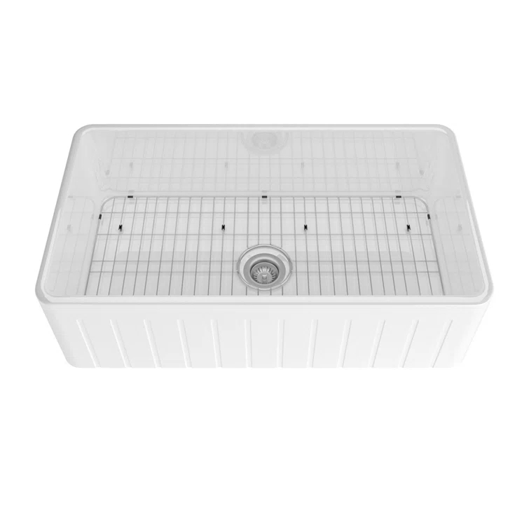 mondawe Farmhouse / Apron Single Bowl Fireclay Kitchen Sink KMSC0005-F33W