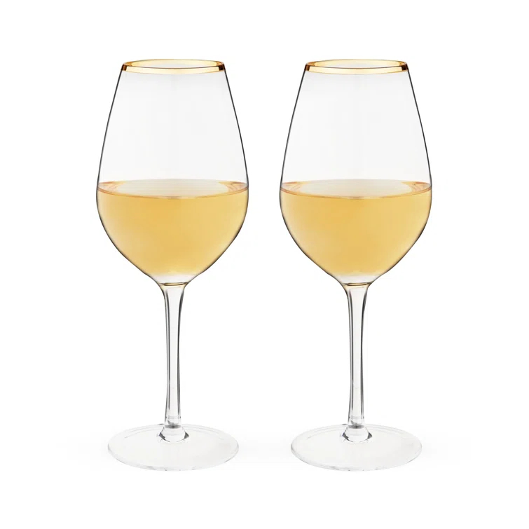 Twine Gilded Stemmed Wine Glasses (Set of 2)
