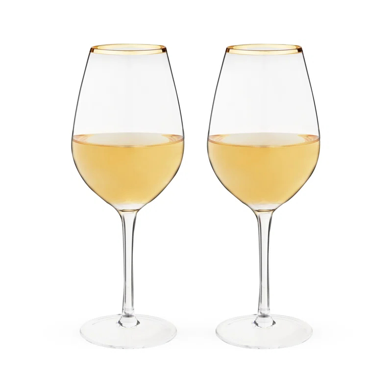 Twine Gilded Stemmed Wine Glasses (Set of 2)
