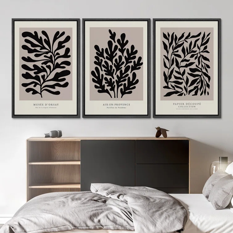 SIGNLEADER " Papier Decoupe Collection French Retro Art Decor Flower Plants " by Henri Matisse 3 - Pieces