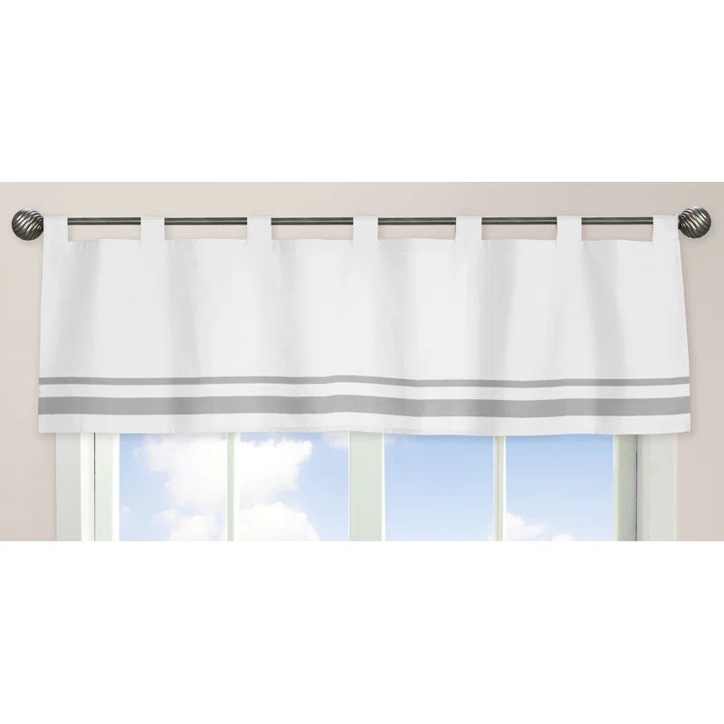 Sweet Jojo Designs White and Gray Hotel Cotton Tab Top Tailored Curtain Valance