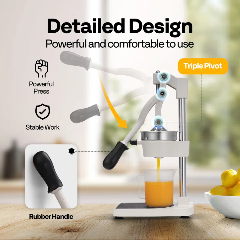 VIVOHOME Stainless Steel Black Manual Hand Press Orange Juicer Machine