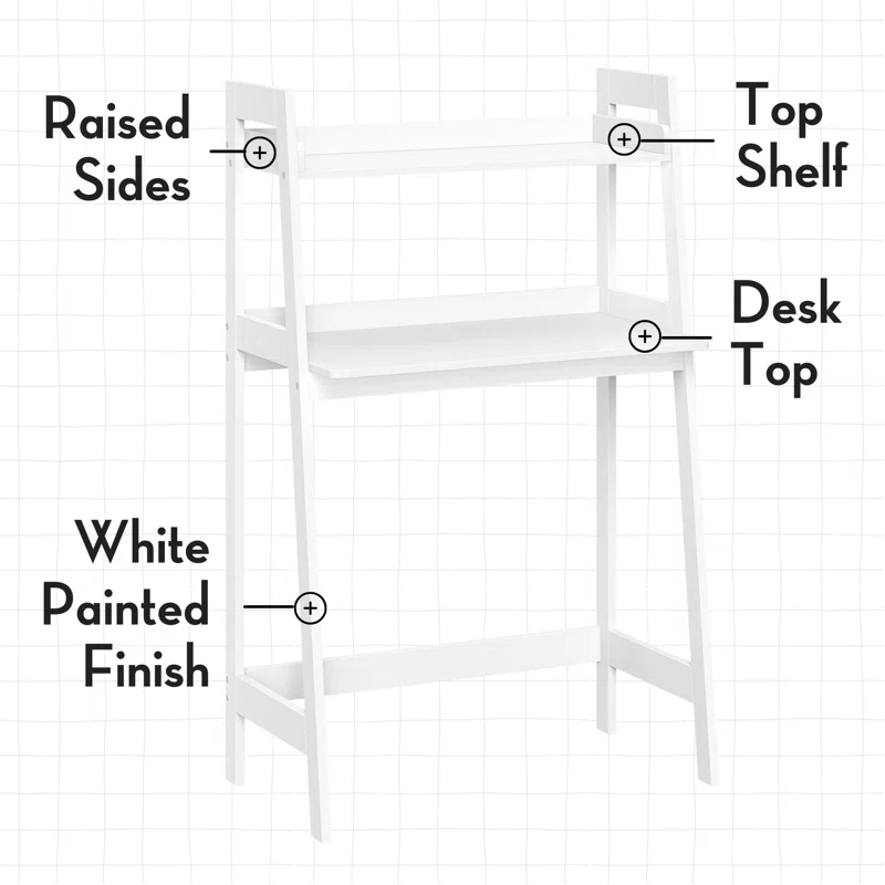 RiverRidge Home Riverridge Kids Art Table Desk With Ladder Shelf And Open Storage Shelf For Playroom - White