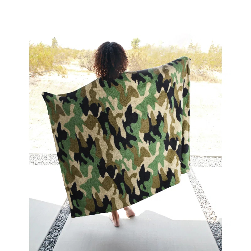 Catalonia Catalonia Camo Sherpa Throw Blanket, Fuzzy Snuggle Blanket for Camping Traveling Couch Bed, 50x60 inches