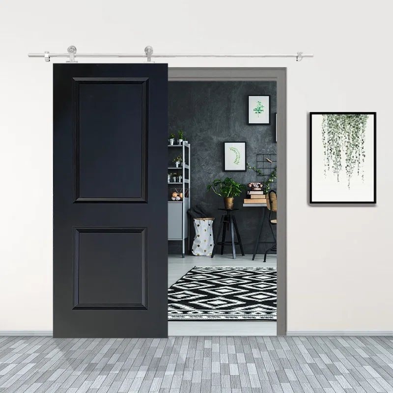 Calhome 80'' Solid + Manufactured Wood Paneled Painted with Installation Hardware Kit Barn Door