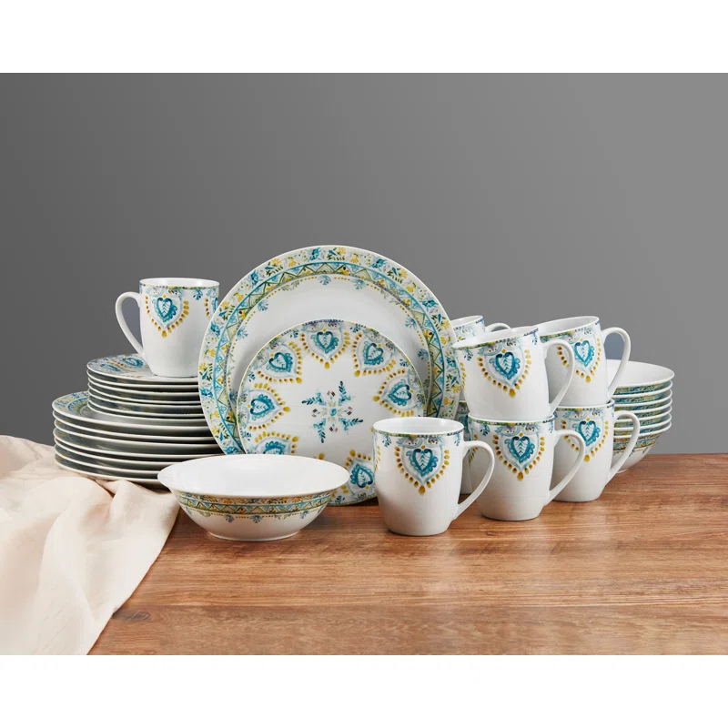 Fitz and Floyd Fitz and Floyd Jodhpur 32-Piece Porcelain Dinnerware Set, Service for 8