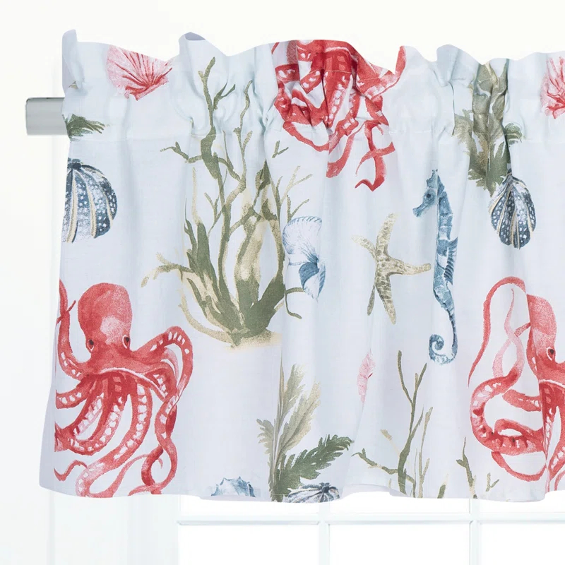 Behari Coastal Cotton Valance Window Treatment (Set of 2)