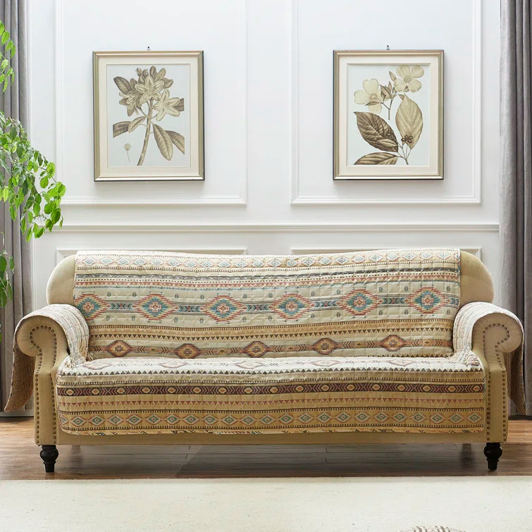 Barefoot Bungalow Phoenix Southwest Geo Quilted Reversible Sofa Slipcover