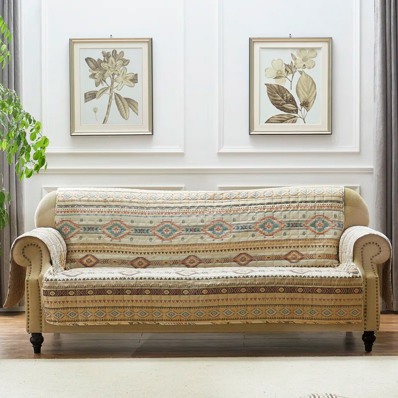Barefoot Bungalow Phoenix Southwest Geo Quilted Reversible Sofa Slipcover