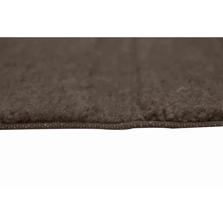 Sheep Brown Hand-Tufted Wool Stripe Rug with Fringe