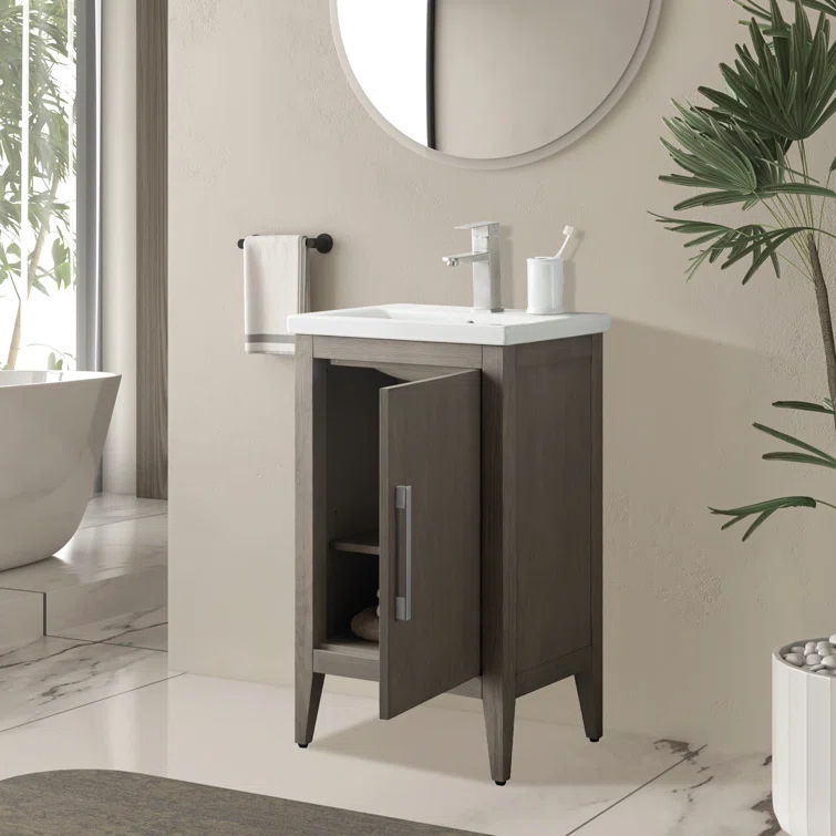 Vanity Art Single Bathroom Vanity with Ceramic Top