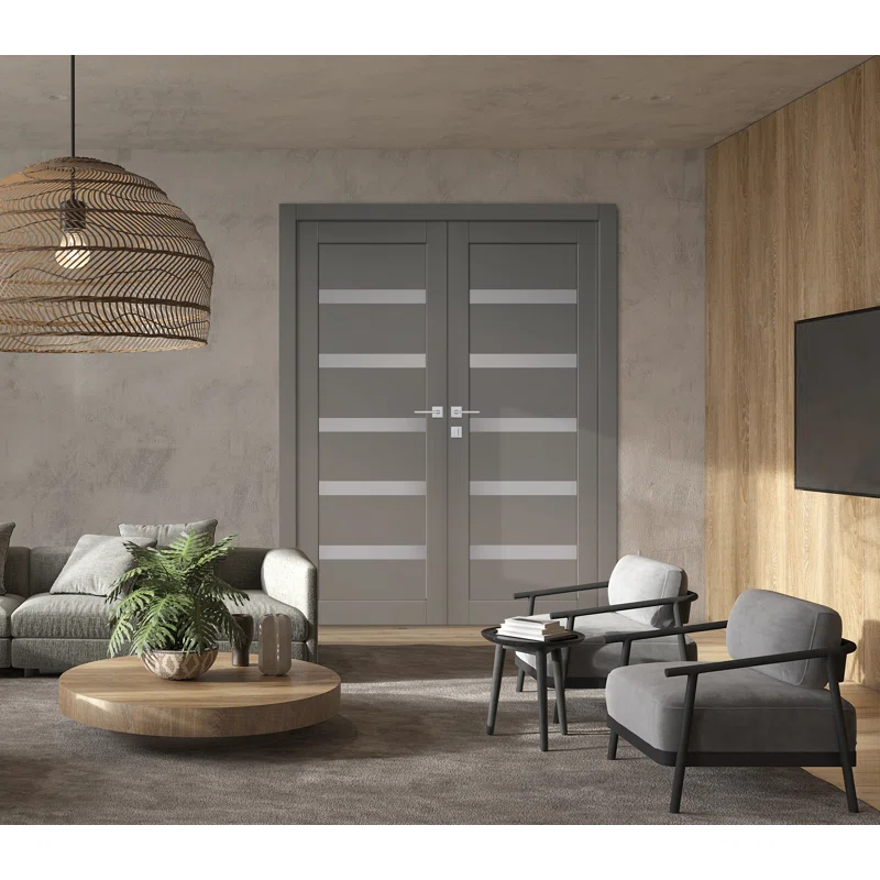 Belldinni Leora Manufactured Wood and Glass Paneled Double Door