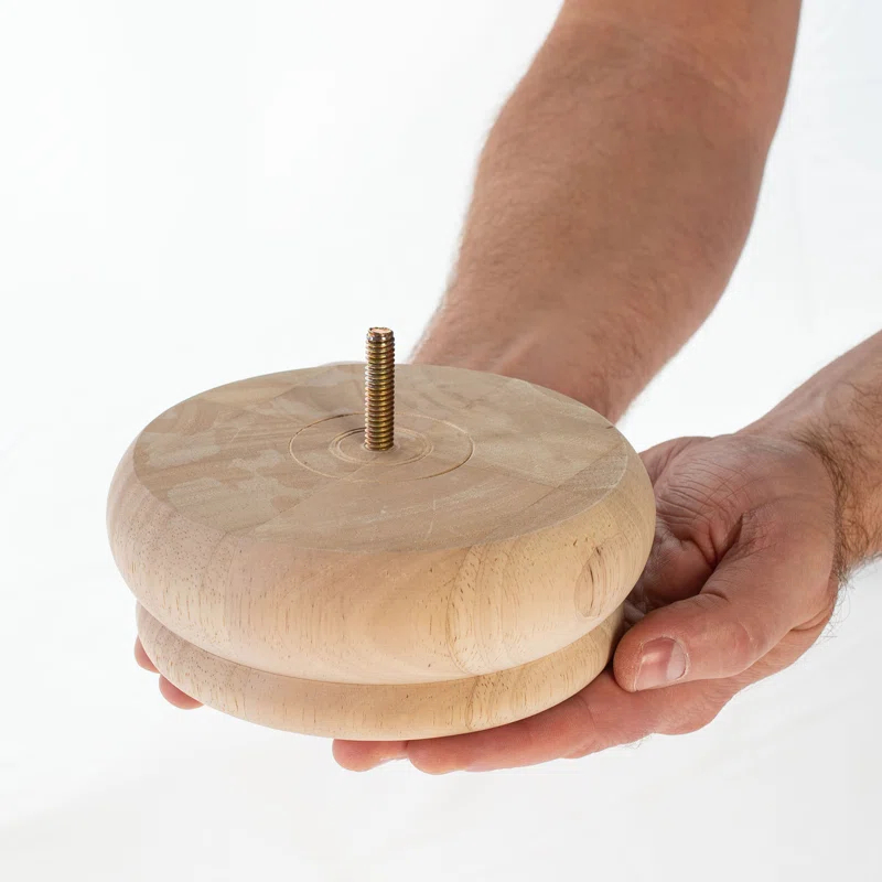 2-1/2in H x 4-1/2in Dia Unfinished Solid Hardwood Bun Foot Leg