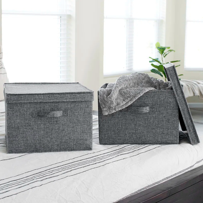 Household Essentials Household Essentials Wide Storage Box Fabric Bin (Set of 2)