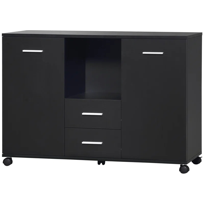 Latitude Run® Multifunction Office Filing Cabinet With 2 Drawers And 2 Shelves In Black