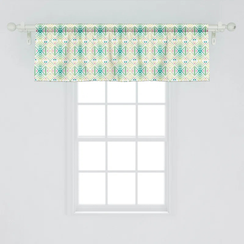 Ambesonne Tribal Valance Pack of 2 Native Geometric Rhombus  Multicolor
