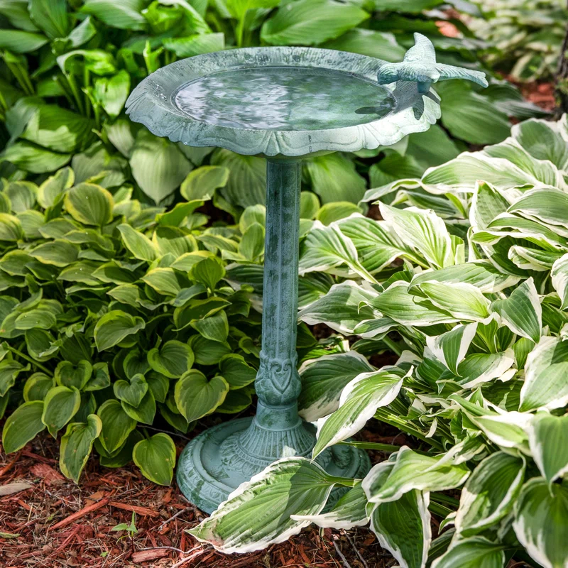Garden Visitor Freestanding Cast Aluminum Outdoor Bird Bath