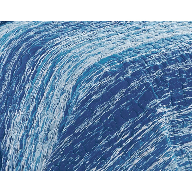 DESIGN STUDIO Ocean Stripe Blue All-Season Reversible Cotton Quilt Set